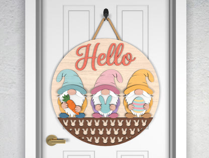 Easter Gnome Door Hanger SVG Bundle 2 Spring Designs for Glowforge and xTool
