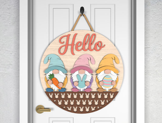 Easter Gnome Door Hanger SVG Bundle 2 Spring Designs for Glowforge and xTool