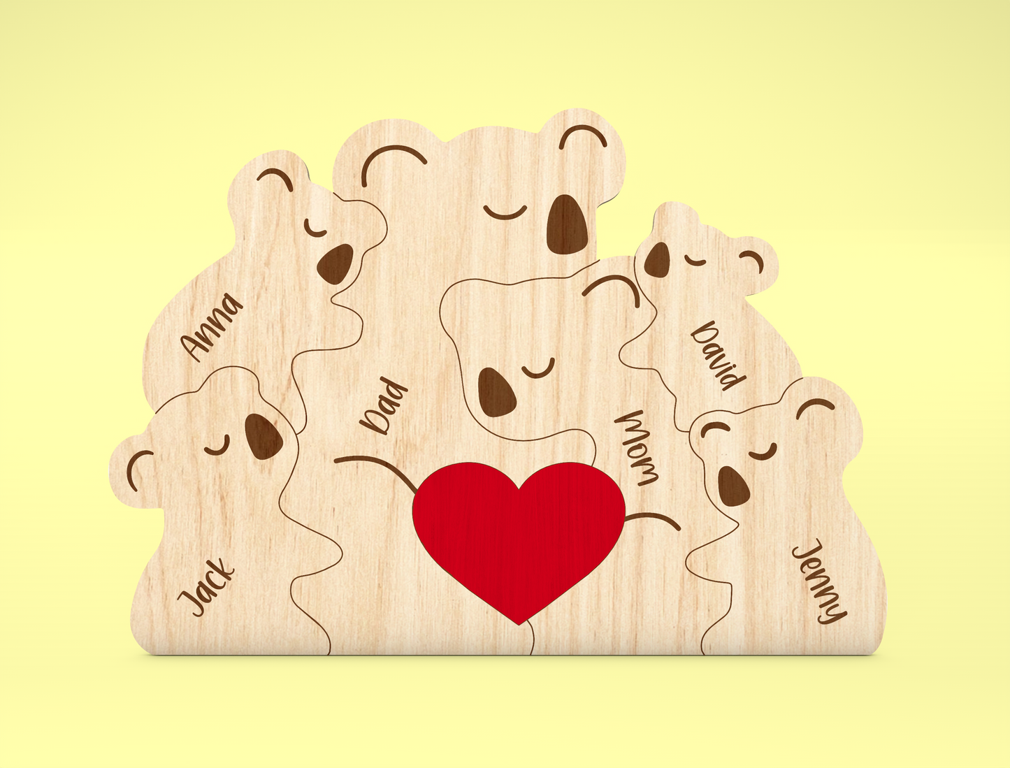 Bear Family Puzzle Sign SVG for xTool and Glowforge