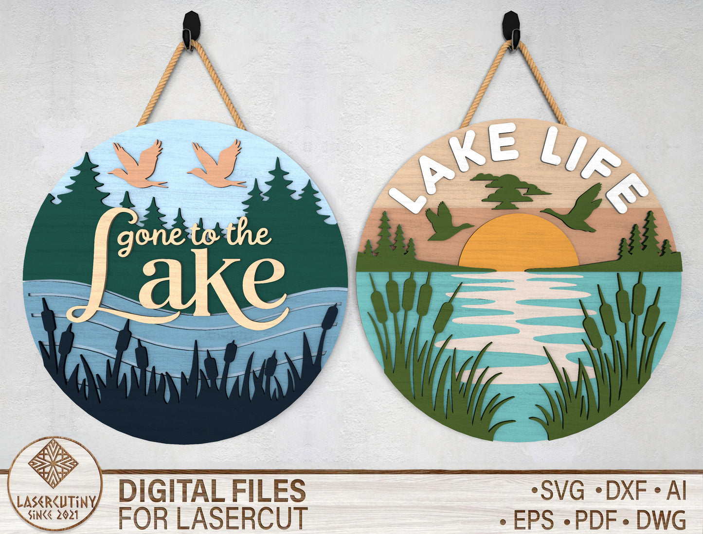 Lake Life Door Hanger SVG Bundle for Glowforge