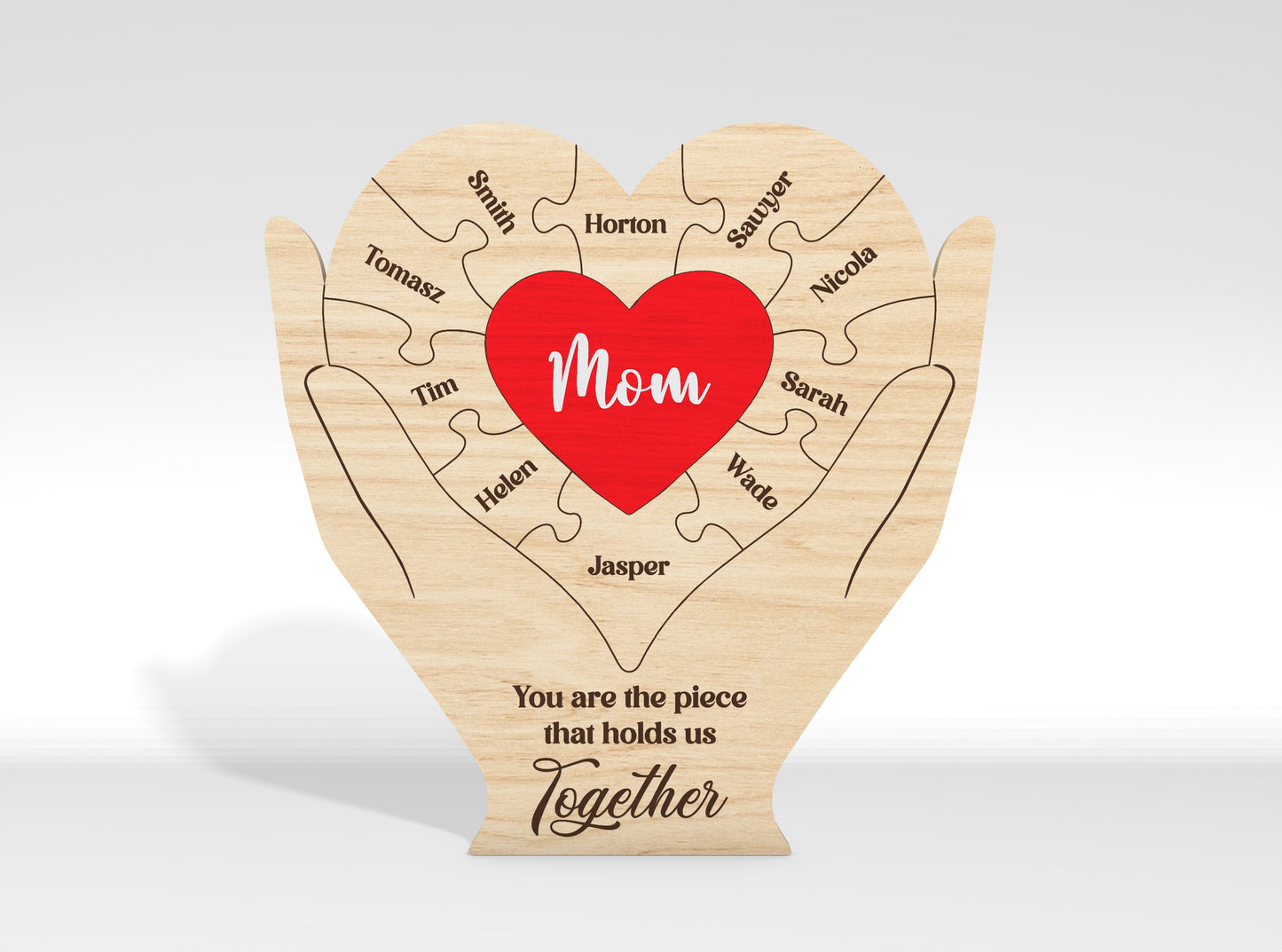 Personalized Mom Puzzle Custom Name Sign SVG for Glowforge and xTool