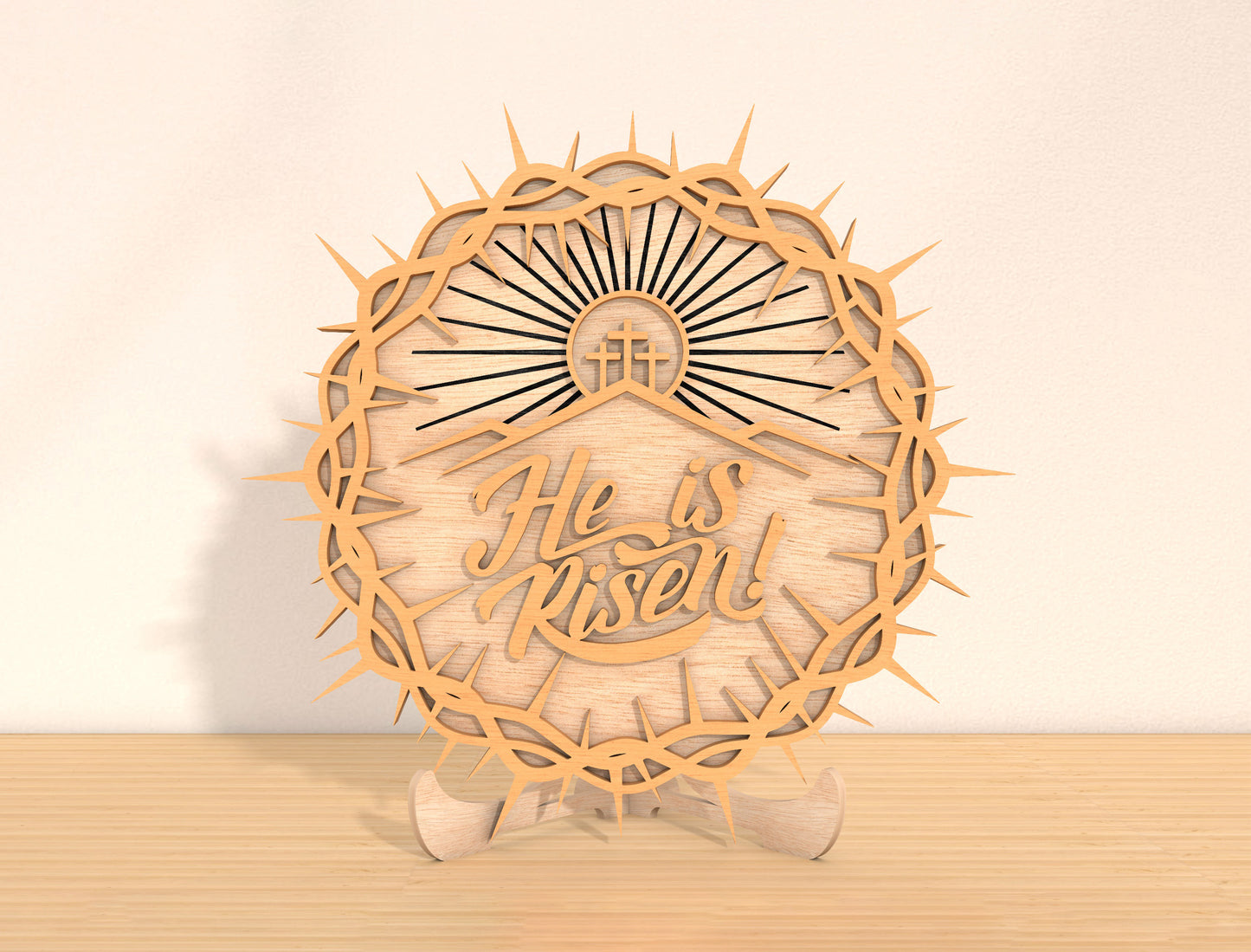 He Is Risen Cross Tabletop Sign SVG Christian Easter for LightBurn and xTool