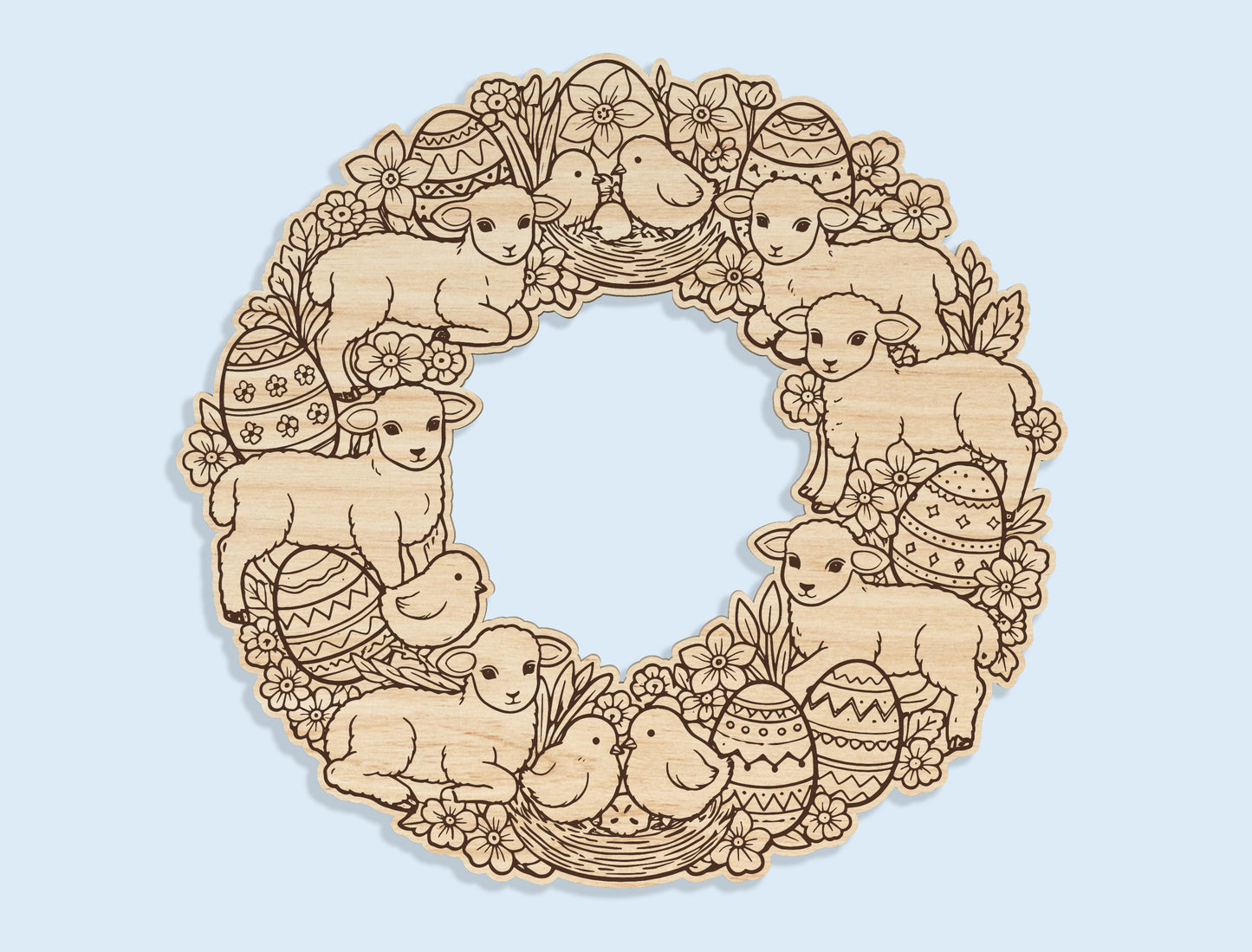 Floral Wreath Door Sign SVG Bundle Spring for LightBurn and xTool