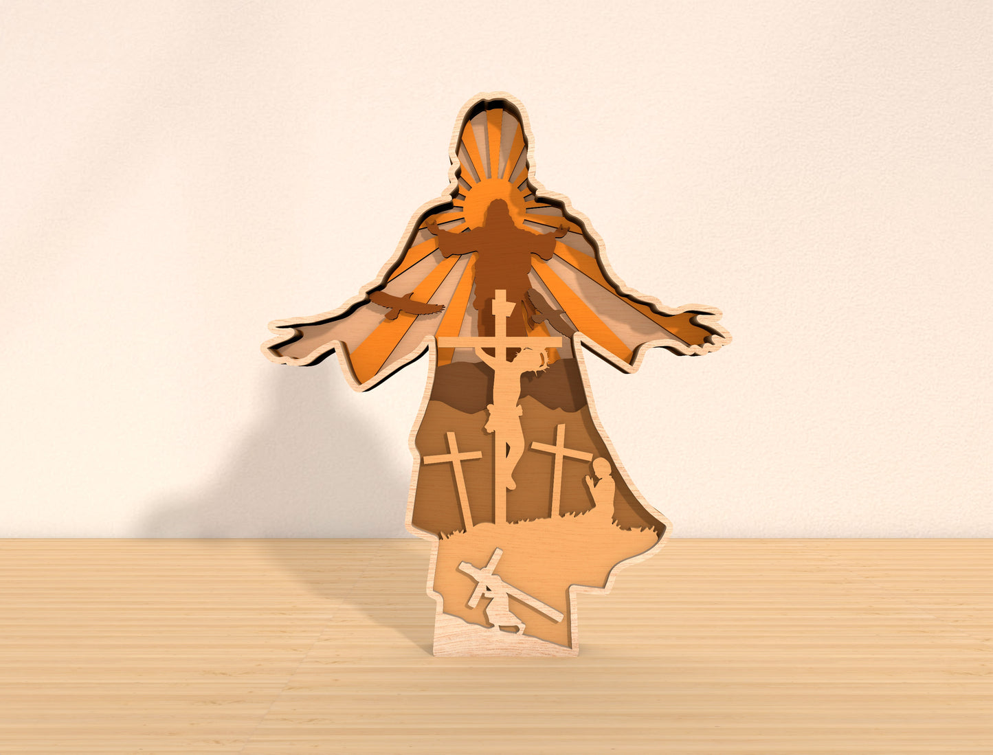 Jesus Silhouette SVG 7 Layer Multilayer Religious Easter for Glowforge