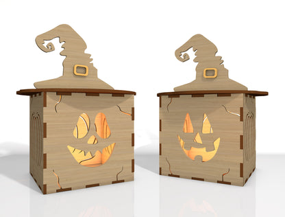 Halloween Pumpkin Face Lantern SVG Bundle Laser Cut File | 35 Pumpkin Face Designs | Spooky Light Decor | Glowforge, xTool, LightBurn, etc.