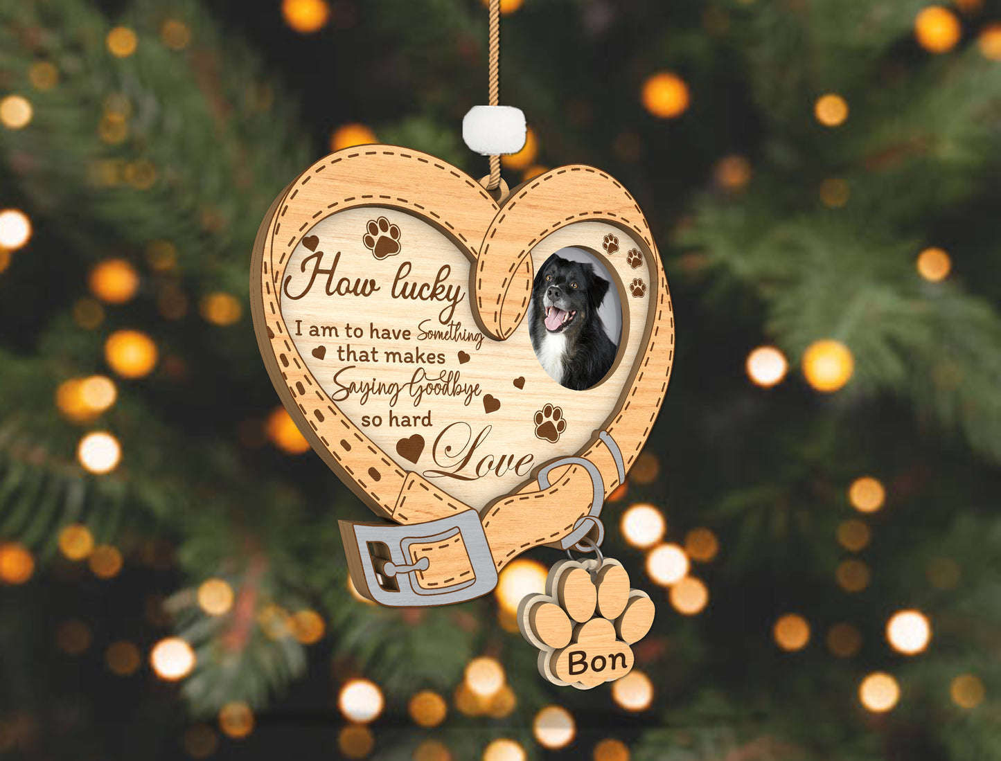 Pet Memorial Photo Ornament SVG Heart Shape for Glowforge and LightBurn