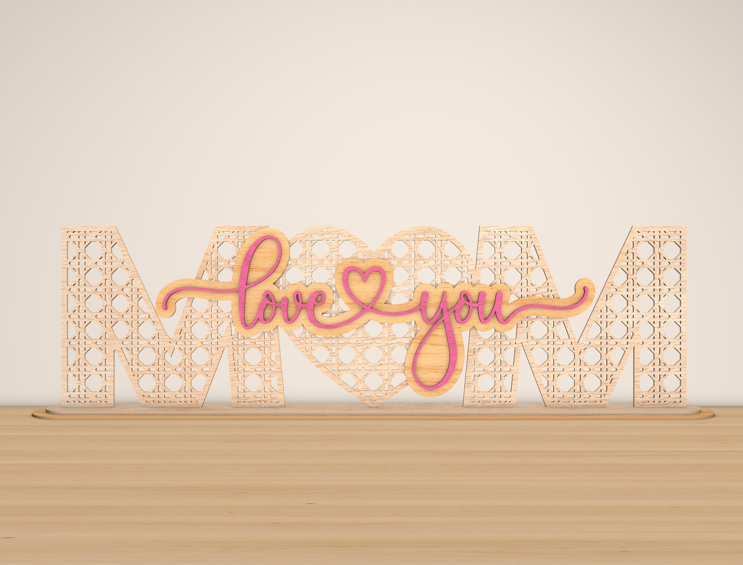 Mom I Love You Laser Cut File | Mother’s Day Wooden Sign | Floral Pattern Decor | Glowforge, xTool, LightBurn Compatible, etc.