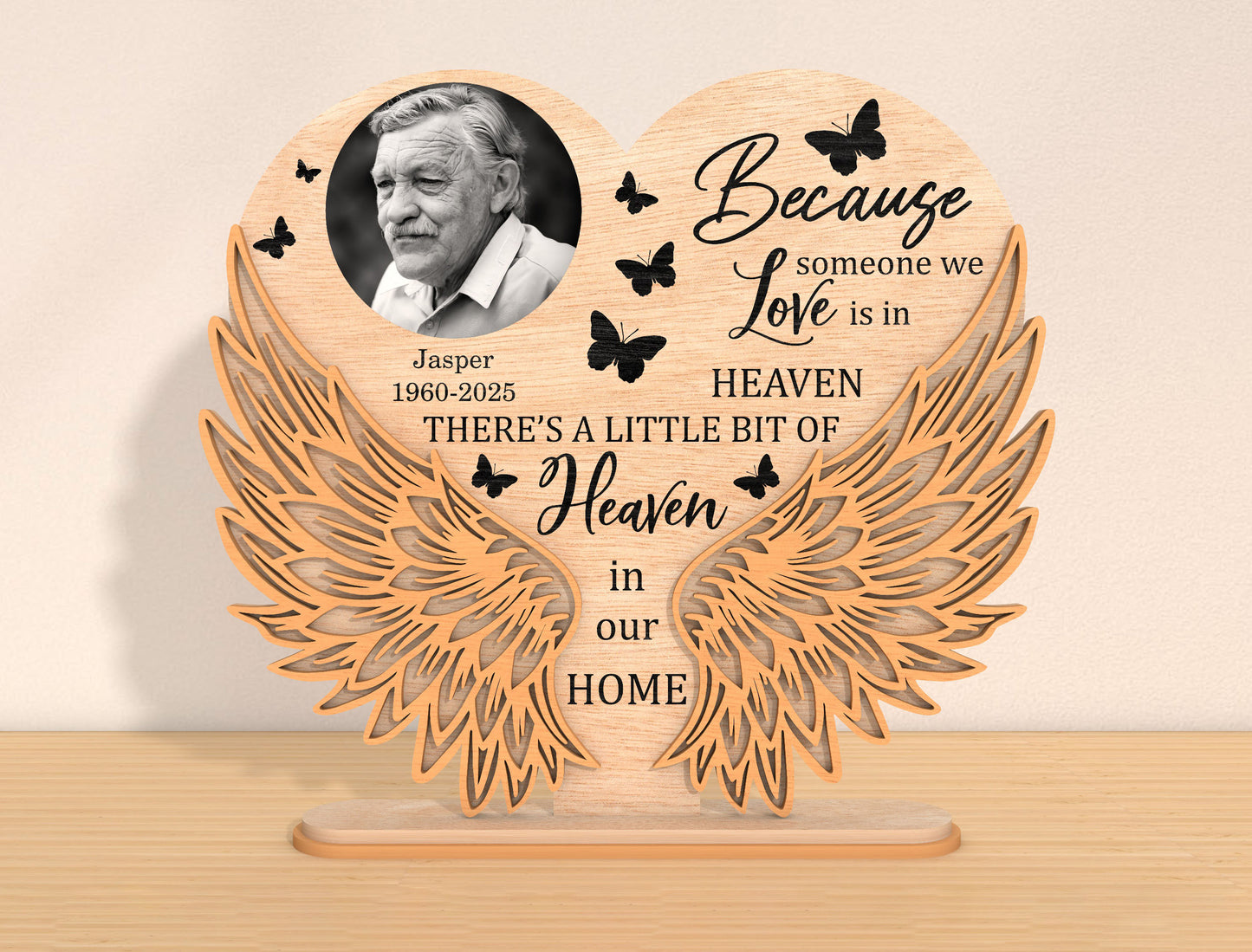 Memorial Wings Photo SVG Laser Cut File for LightBurn