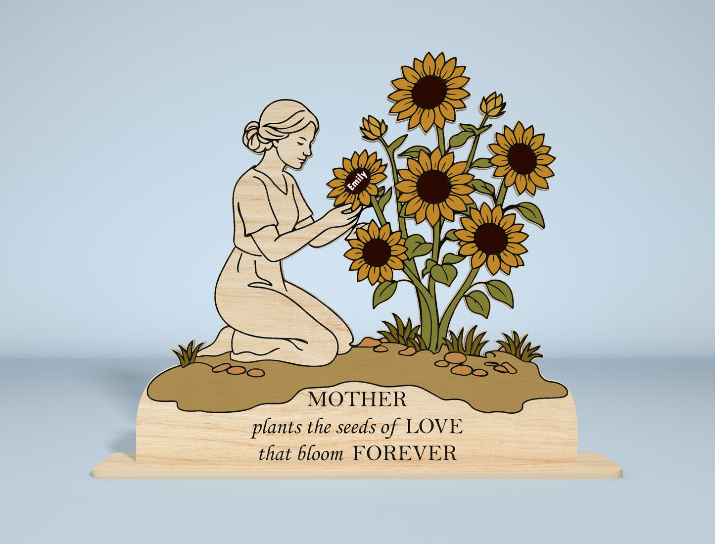 Sunflower Stand Sign SVG Engraved Mom Design for xTool