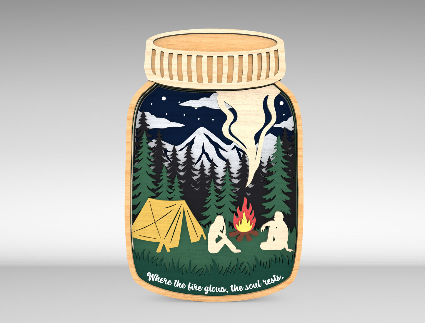Multilayer Camping Mason Jar SVG for xTool and Glowforge