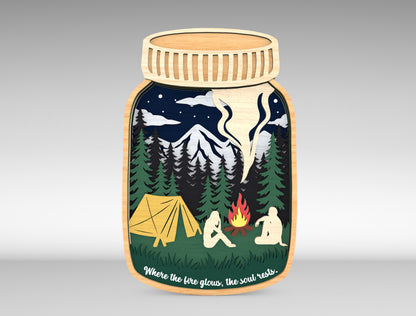 Multilayer Camping Mason Jar SVG for xTool and Glowforge
