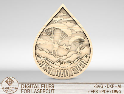 Best Dad Ever Skydiving Sign SVG Laser Cut File for Glowforge and xTool