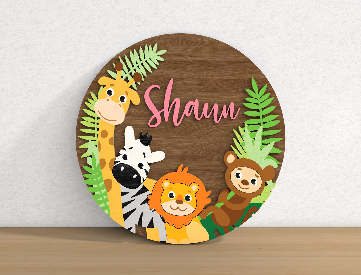 Personalized Safari Baby Name SVG File for xTool LightBurn