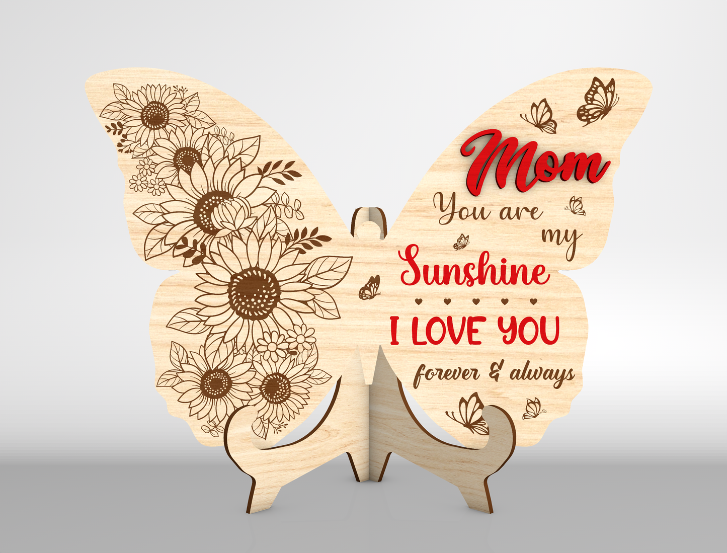 Mom Butterfly Quote Sign SVG Bundle for LightBurn and xTool