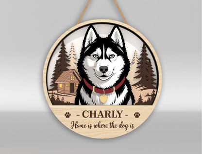 Dog Memorial Christmas Door Sign SVG Personalized Pet Remembrance Laser Cut File for Glowforge