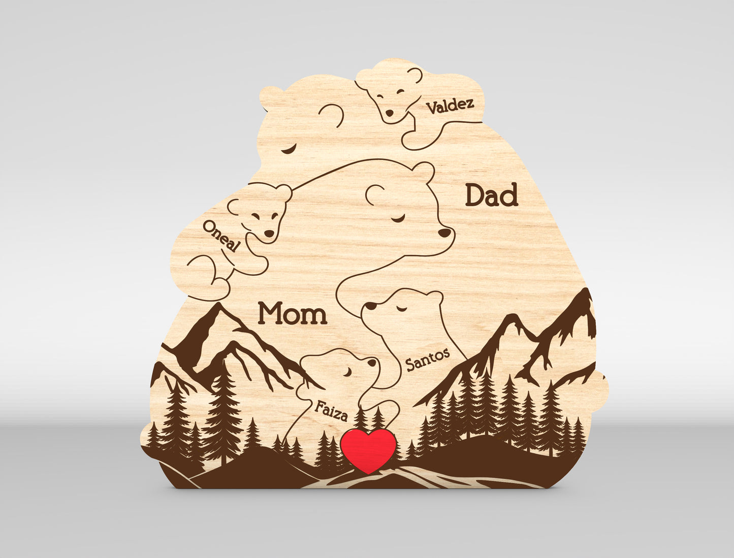 Bear Family Mountain Sign SVG Laser Cut File for LightBurn and Glowforge
