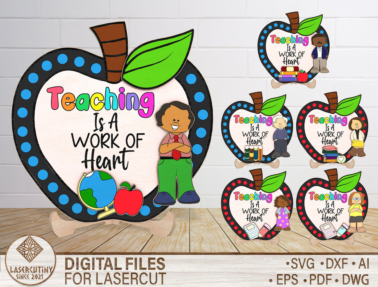 Teacher Apple Tabletop Sign SVG Laser Cut File for LightBurn
