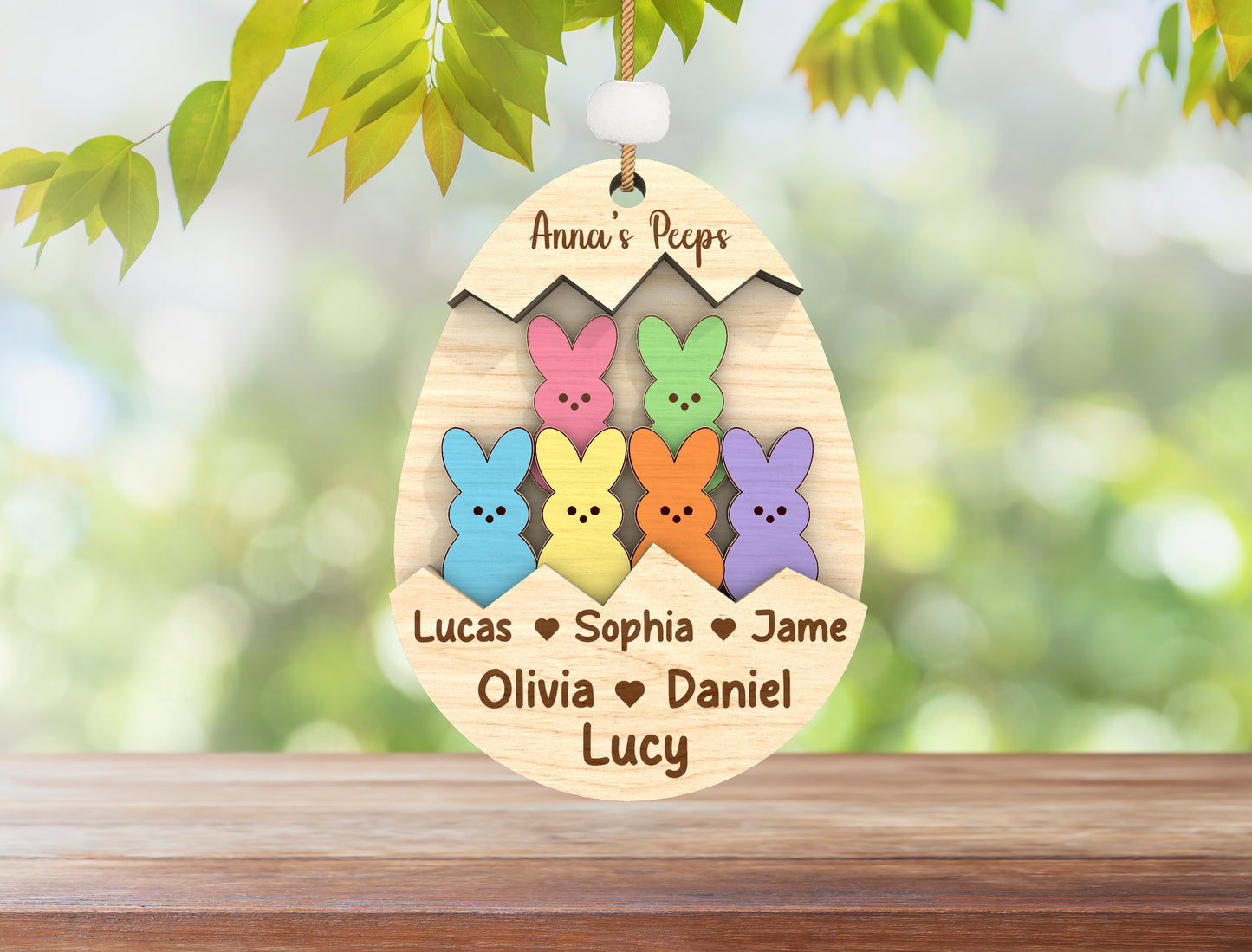 Personalized Easter Bunny Ornament SVG Family Peeps Name for Glowforge