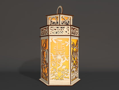 Easter Layered Lantern Christian Bunny Light SVG for Glowforge and xTool