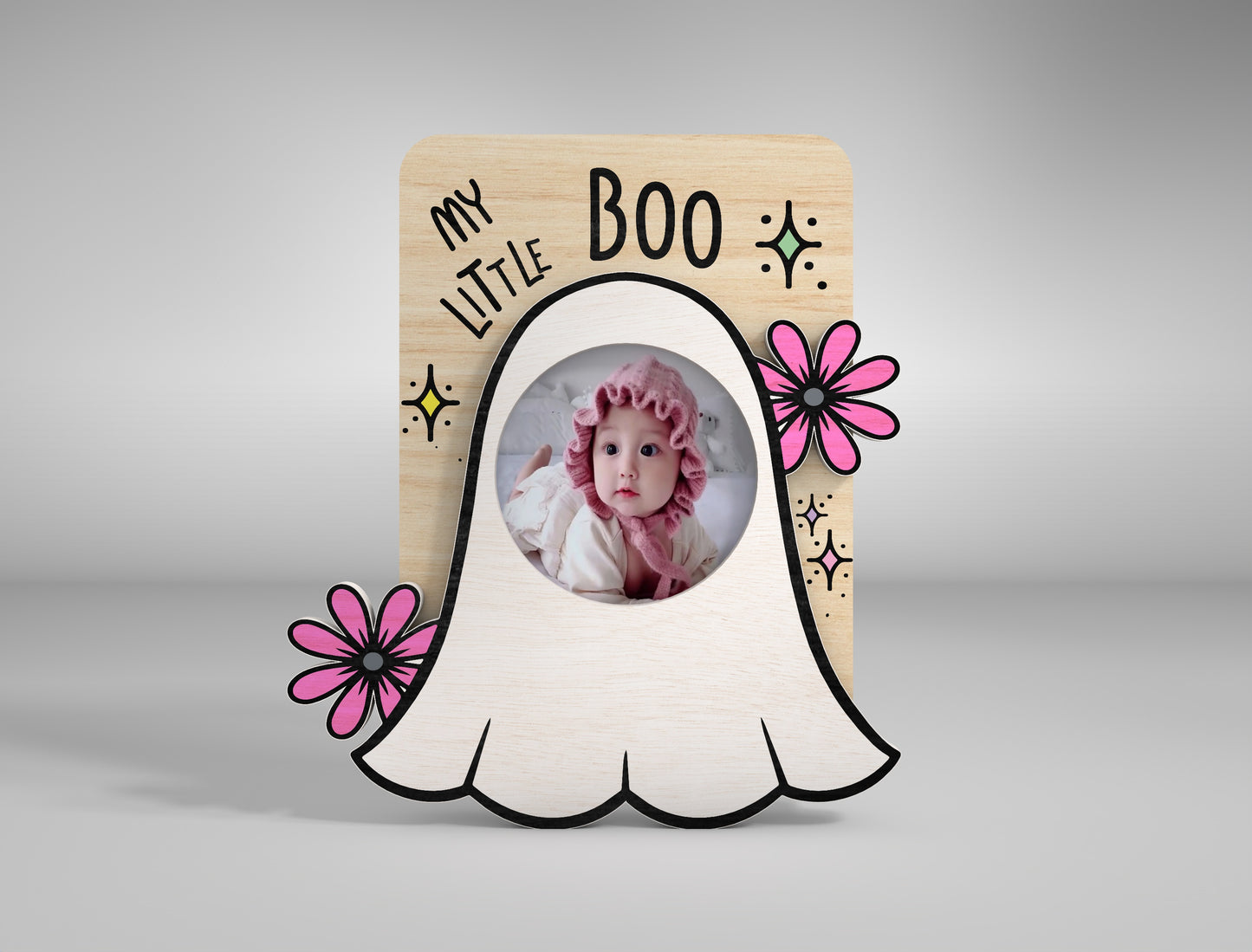 Halloween Ghost Fridge Magnet Photo Frame SVG for LightBurn xTool Glowforge 5 Designs