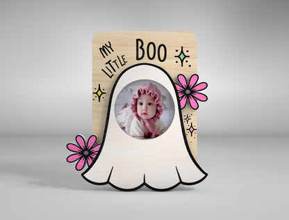 Halloween Ghost Fridge Magnet Photo Frame SVG for LightBurn xTool Glowforge 5 Designs