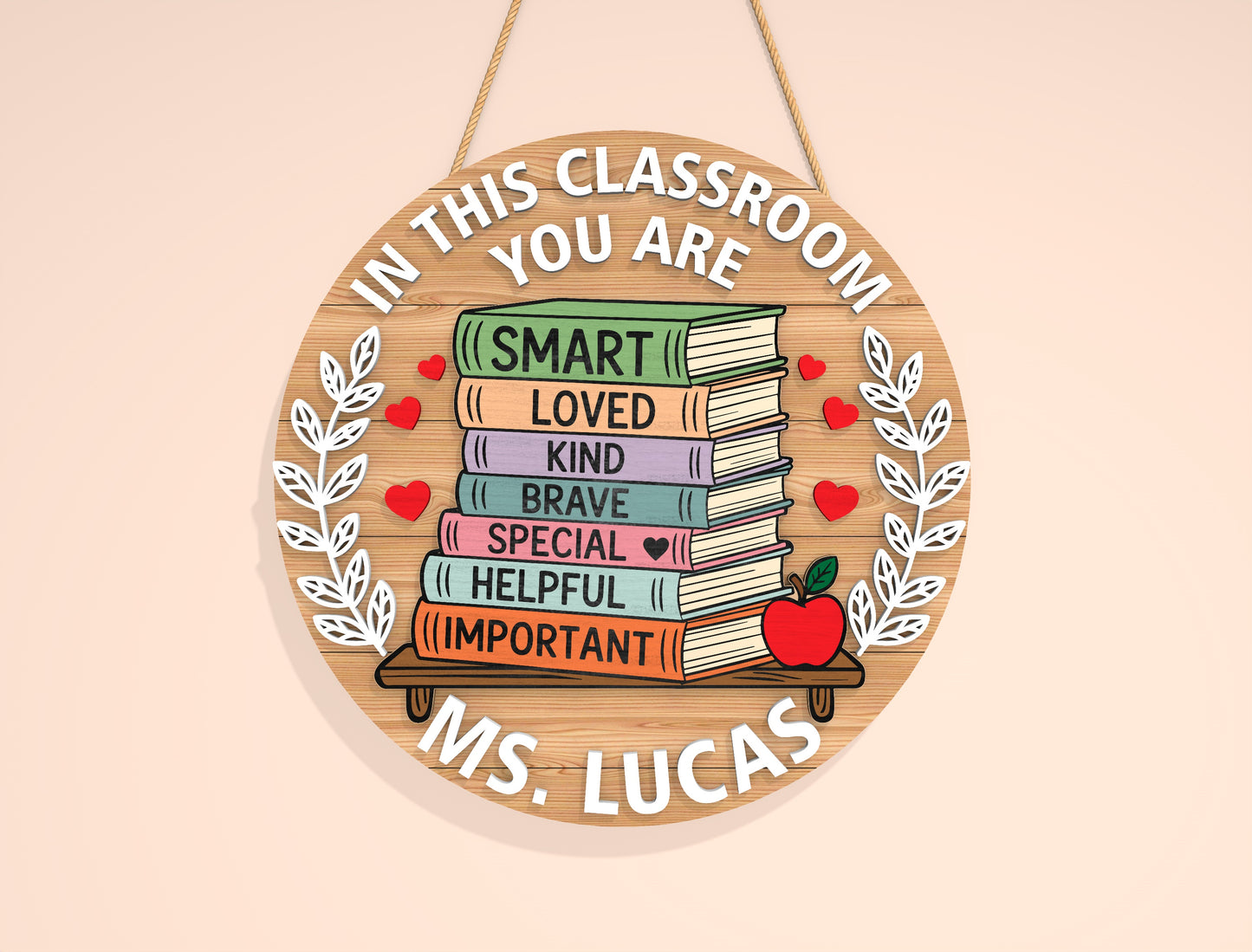 Personalized Book Stack Quote Sign SVG Laser Cut File for Glowforge and LightBurn