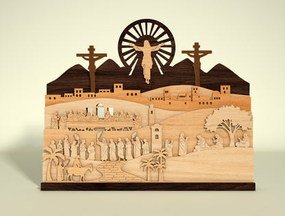 Multilayer Easter Crucifix Scene SVG Jesus for Glowforge and xTool