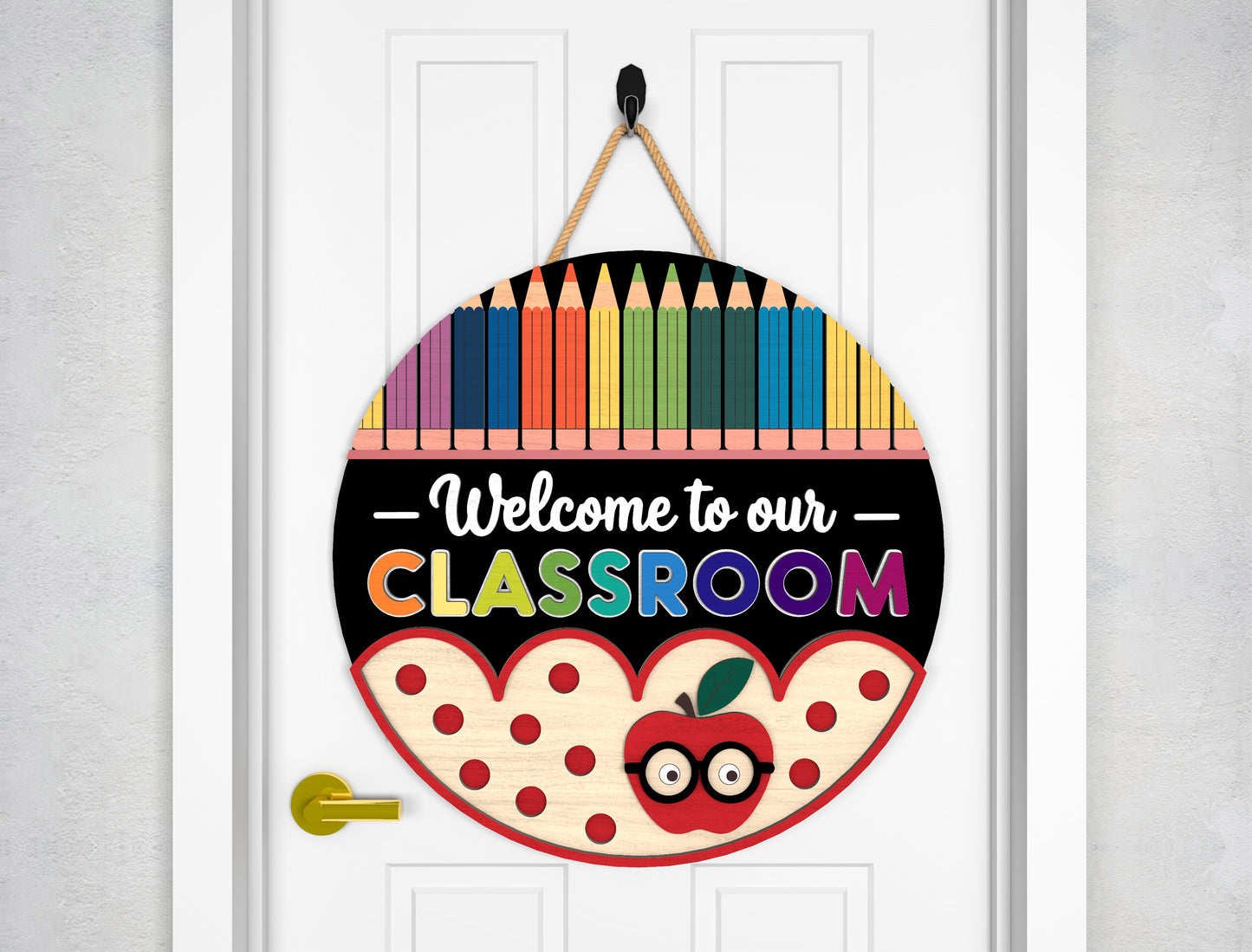 Classroom Door Hanger SVG Laser Cut File for Glowforge and xTool
