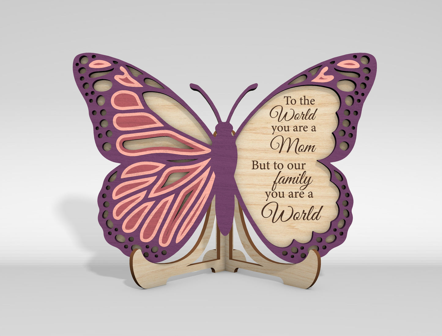 Mom Butterfly Tabletop Sign SVG Bundle Mother's Day Desk Decor Laser Cut File for Glowforge and xTool