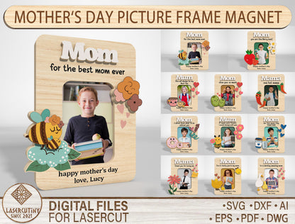 Cute Mom Photo Frame Magnet SVG Bundle 11 Designs for Glowforge