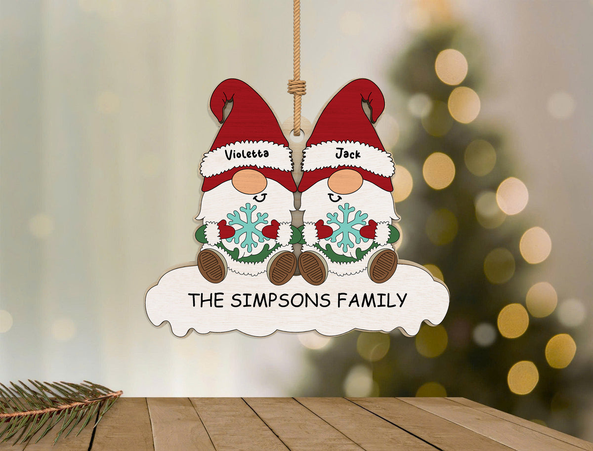 Personalized Gnome Family Christmas Tree Ornament SVG Bundle 2