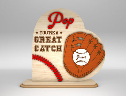 Personalized Baseball Dad Great Catch SVG for Glowforge and xTool