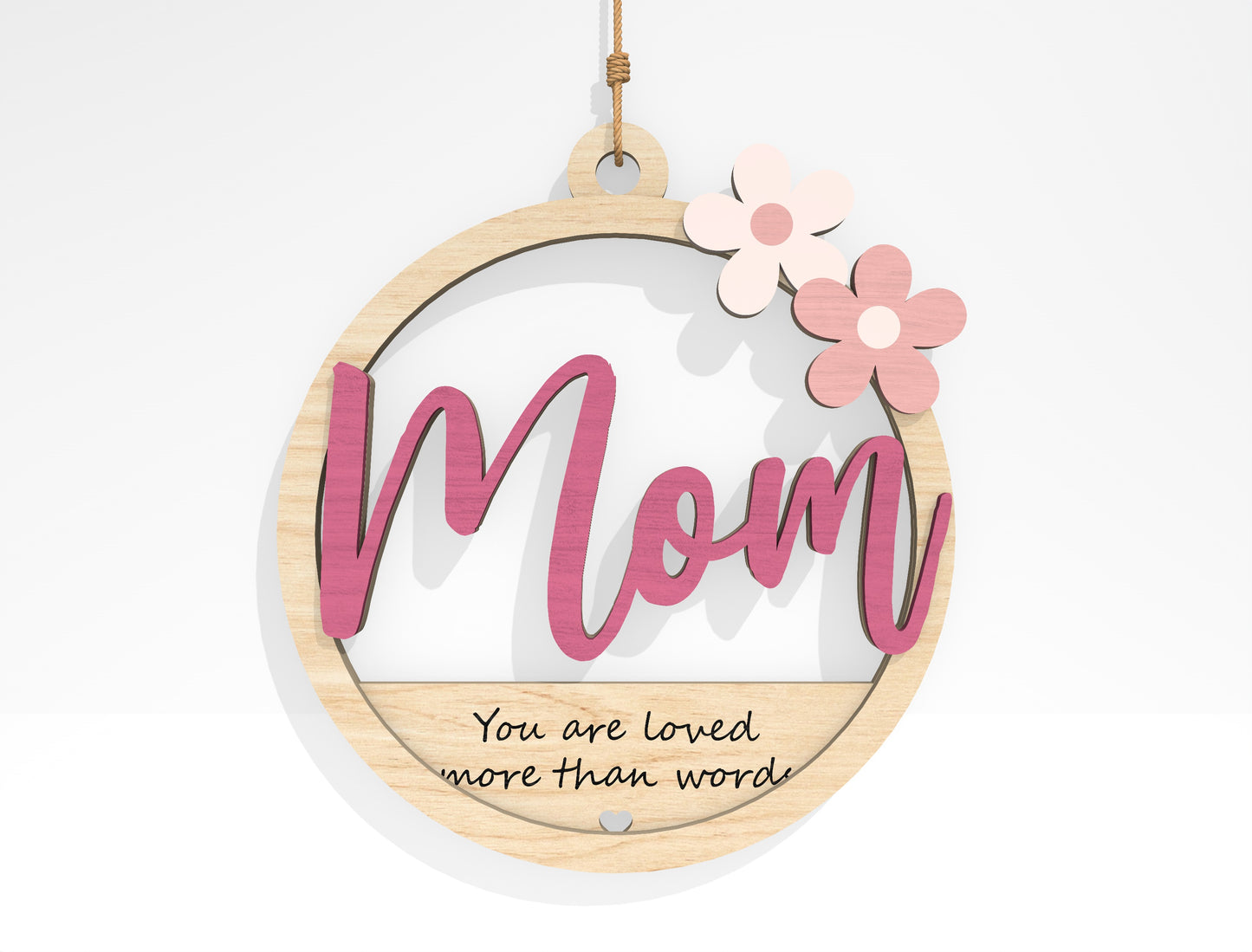 Mother's Day Floral Round Ornament SVG Bundle for Glowforge