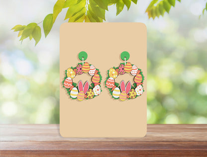 Easter Egg Wreath Earrings SVG Bundle Bunny Floral for Glowforge and xTool