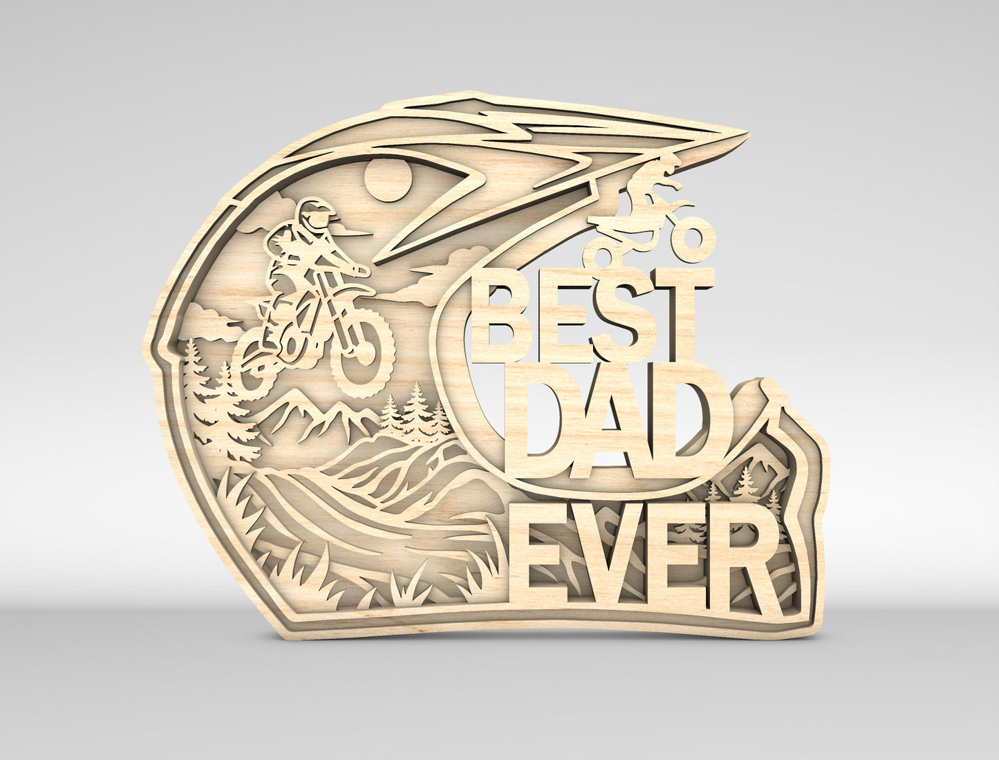 Best Dad Ever Motocross Helmet Sign SVG Laser Cut File for Glowforge and LightBurn