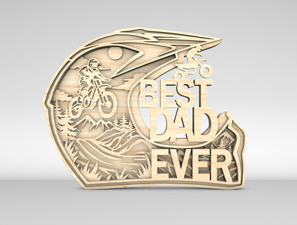 Best Dad Ever Motocross Helmet Sign SVG Laser Cut File for Glowforge and LightBurn