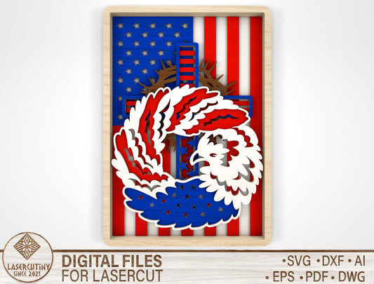 Layered Eagle Cross SVG Laser Cut File for xTool and LightBurn