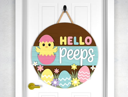 Bunny Love Easter Door Sign SVG Hello Peeps Cute Kawaii for Glowforge and xTool