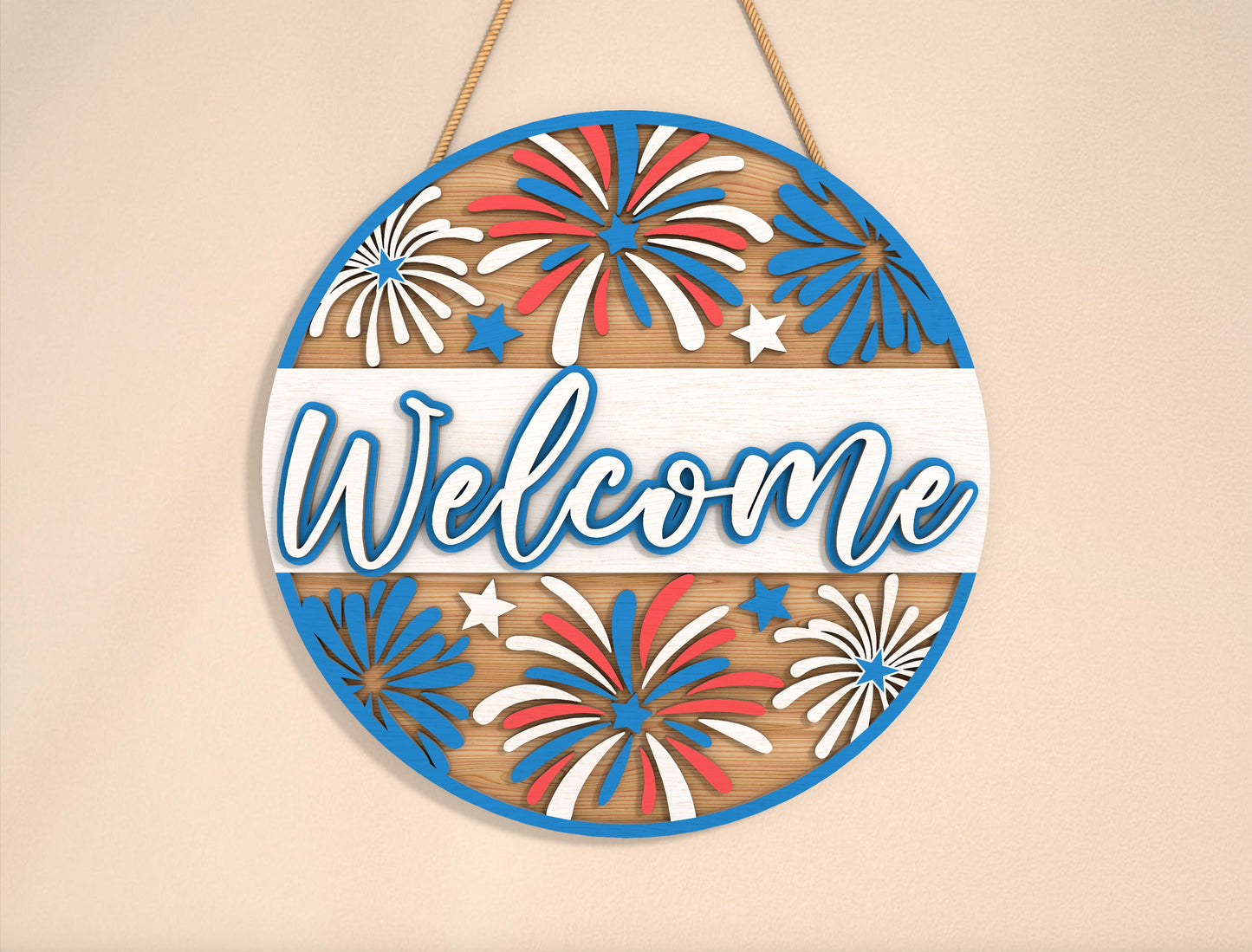 Patriotic Fireworks Welcome SVG Laser Cut File for xTool