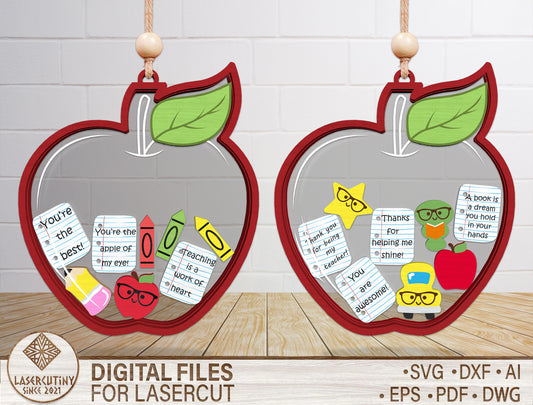 Teacher Shaker Ornament SVG Laser Cut File for Glowforge and xTool