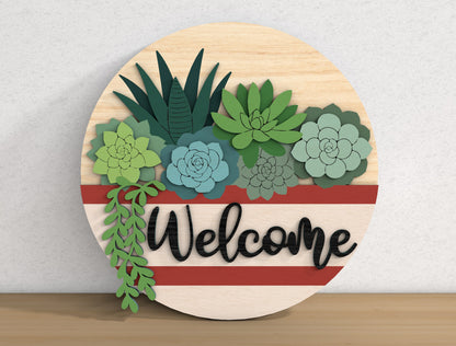 Succulent Welcome Sign SVG Bundle for Glowforge xTool Laser Cut File