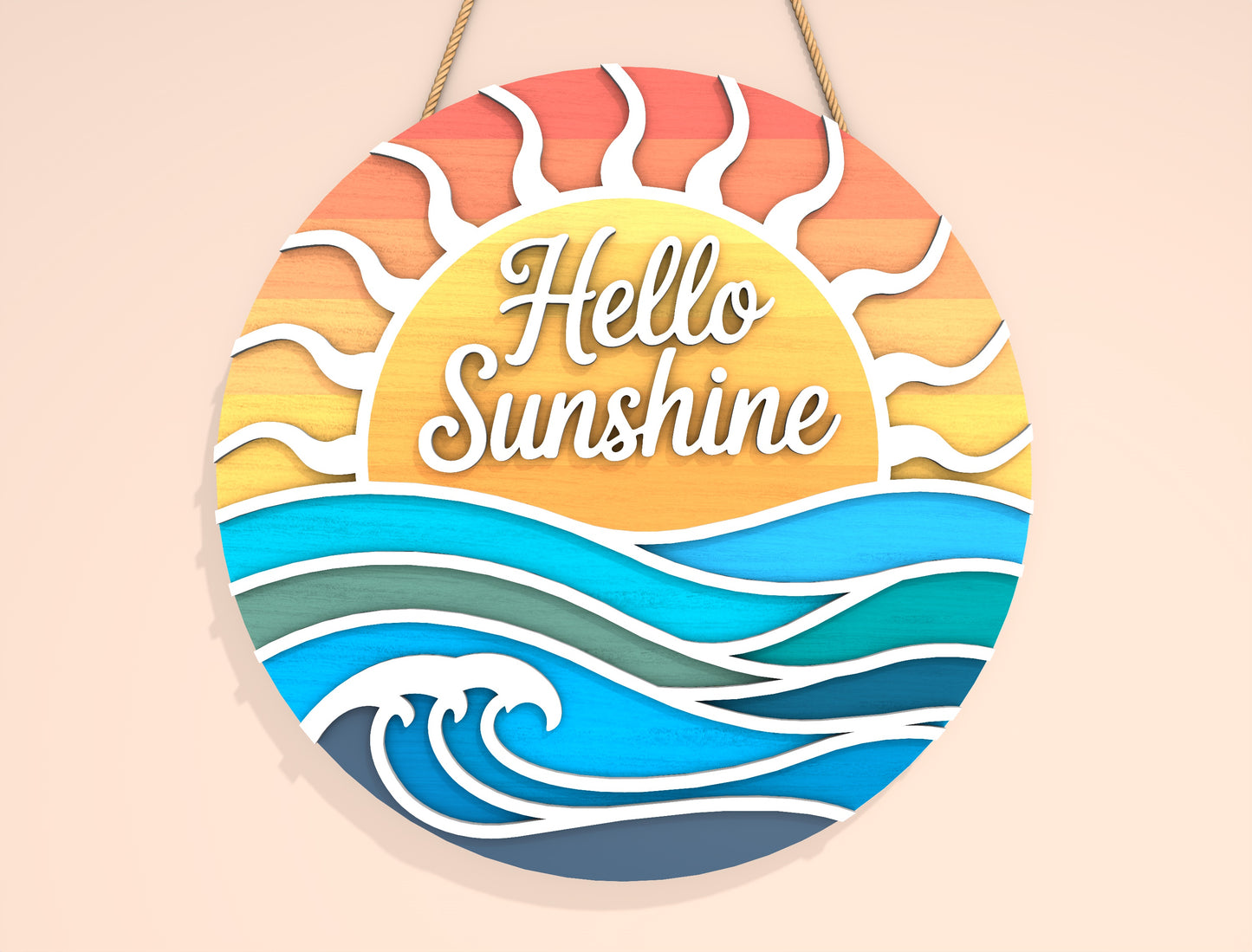 “Hello Sunshine” Beach Door Sign SVG for Glowforge and LightBurn