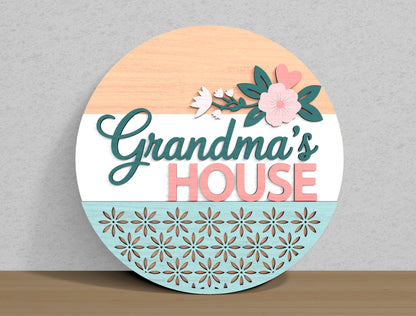 Grandma House Round Welcome Sign SVG Bundle for Glowforge and xTool