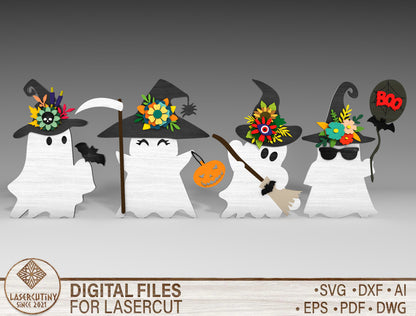 Halloween Ghost Standing Decor SVG Bundle for Glowforge xTool LightBurn