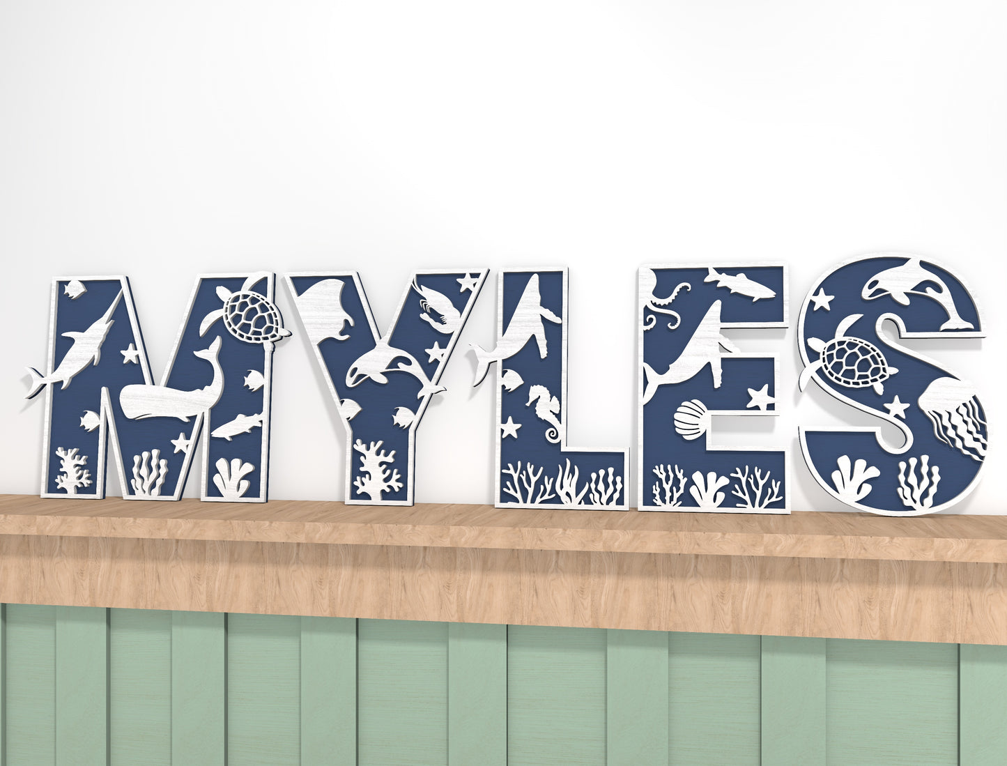 Sea Animal Alphabet SVG Laser Cut File for LightBurn and Glowforge
