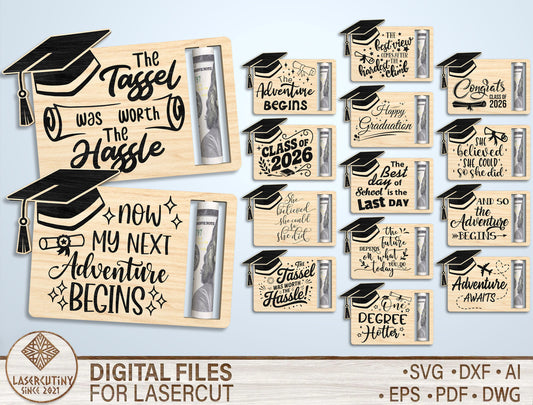 Graduation Money Holder SVG Bundle Laser Cut File for LightBurn Users
