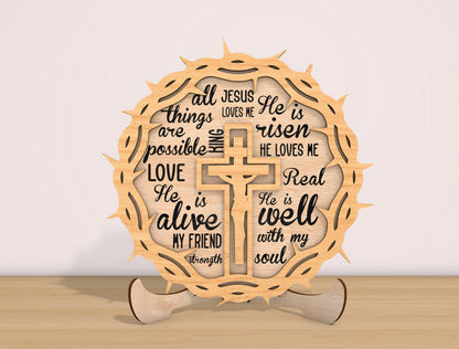 Christian Easter Typography Sign SVG Bundle Bible Verse for LightBurn