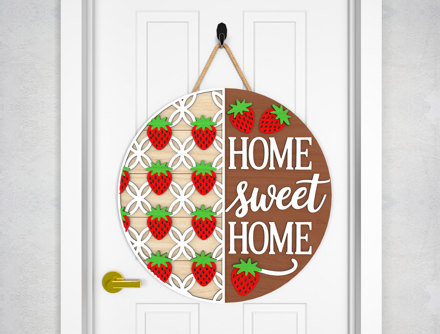 Home Sweet Home Strawberry Door Hanger SVG Laser Cut File for xTool and Glowforge