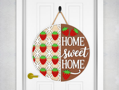 Home Sweet Home Strawberry Door Hanger SVG Laser Cut File for xTool and Glowforge