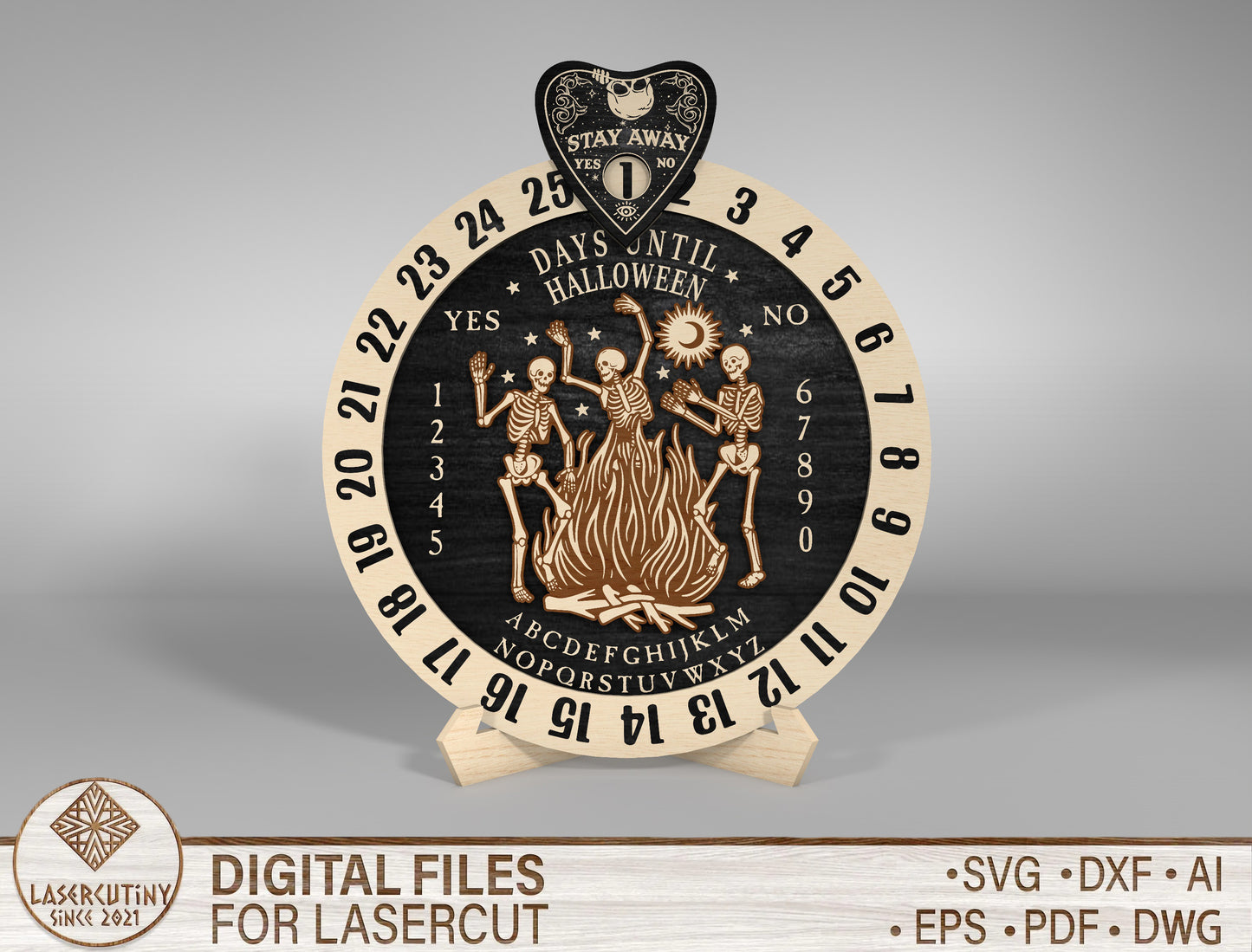 Halloween Skeleton Countdown Board SVG for LightBurn xTool